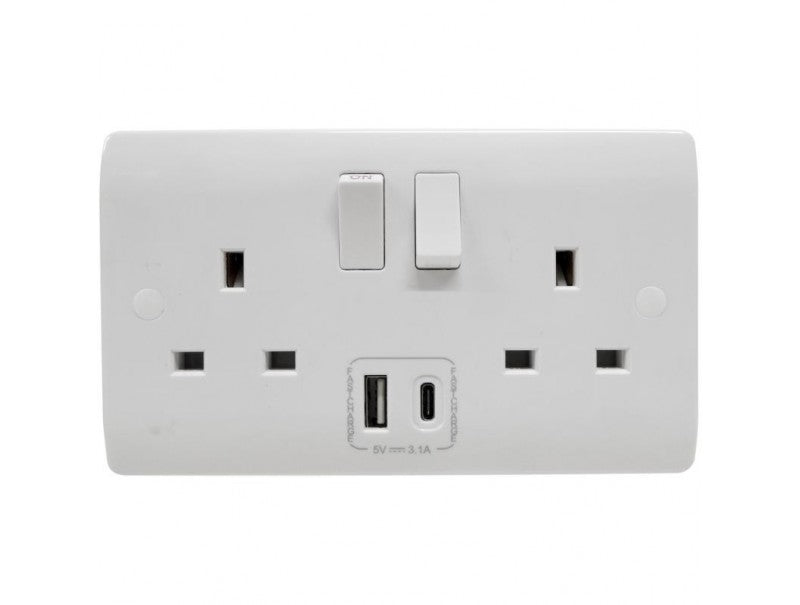 SL406USB A/C 13A 2 GANG SOCKET
