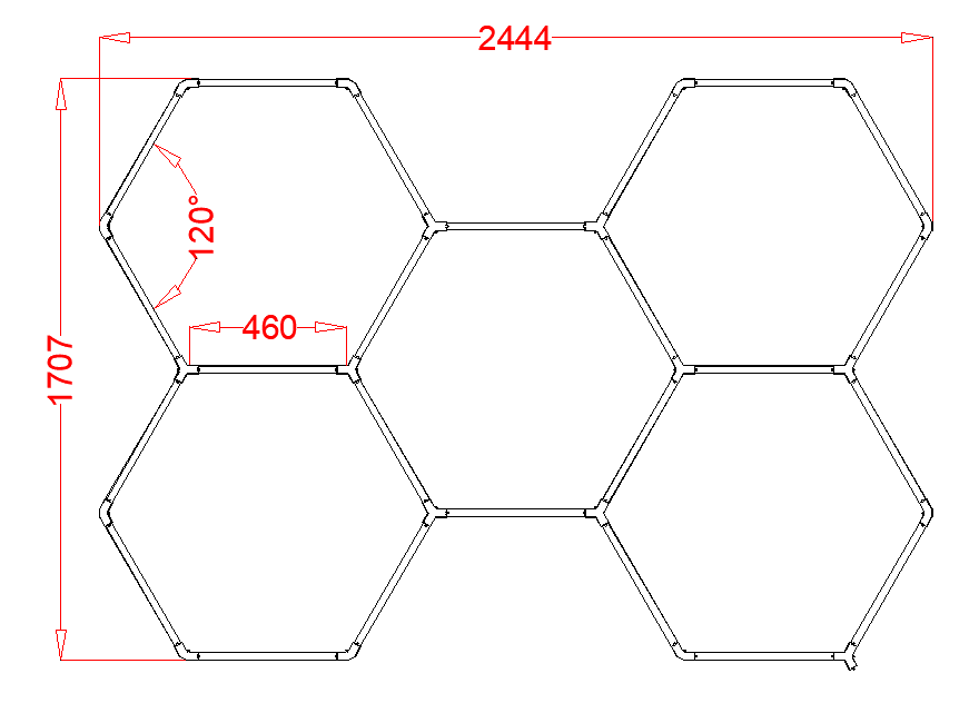 RGB LED Hexagon Ultrabright LED Multicolour Hex Lights - Five Hex Grids
