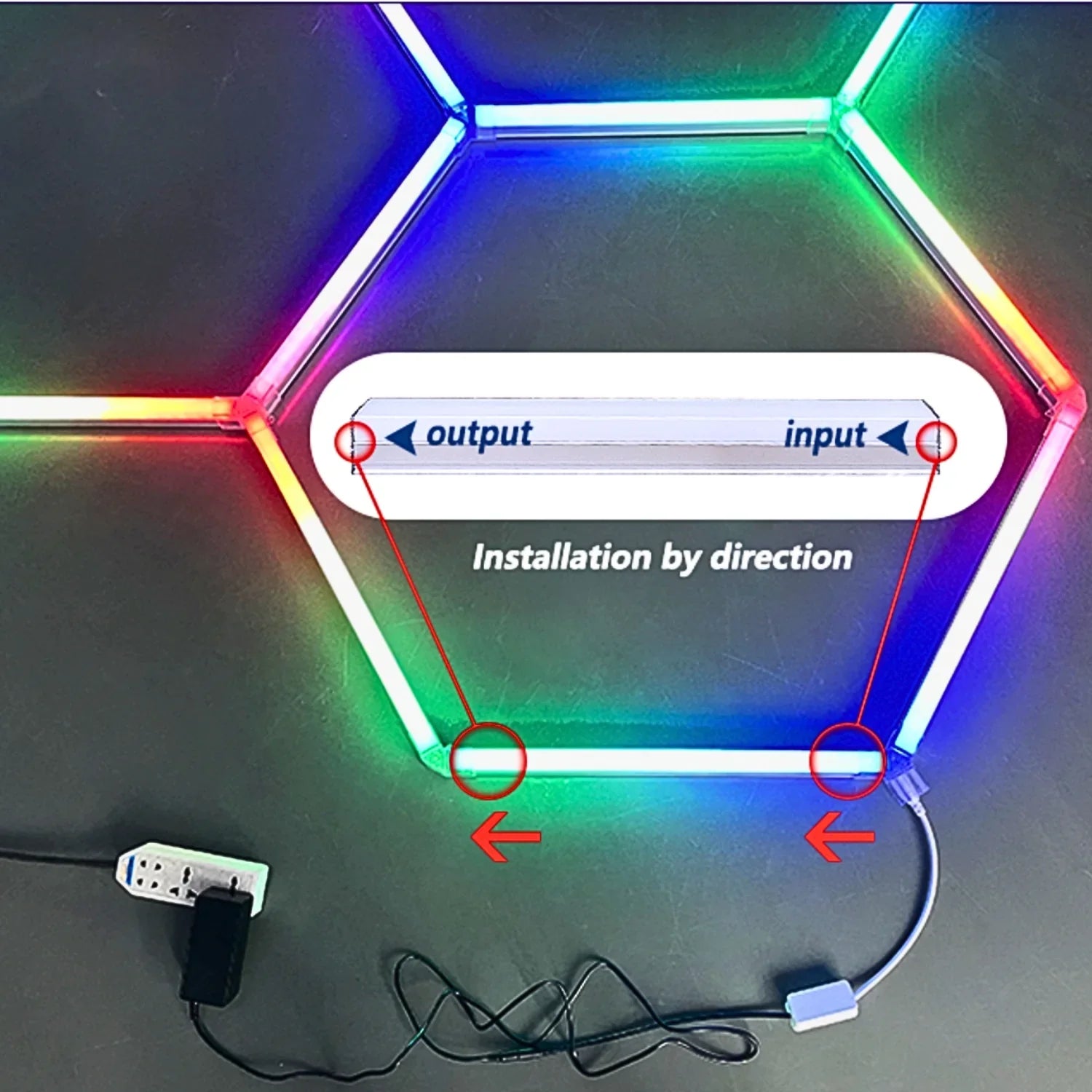 RGB LED Hexagon Ultrabright LED Multicolour Hex Lights - Five Hex Grids