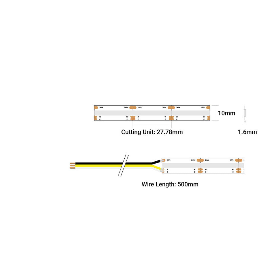 10mm CCT-COB Dual White LED Strip 14W/m