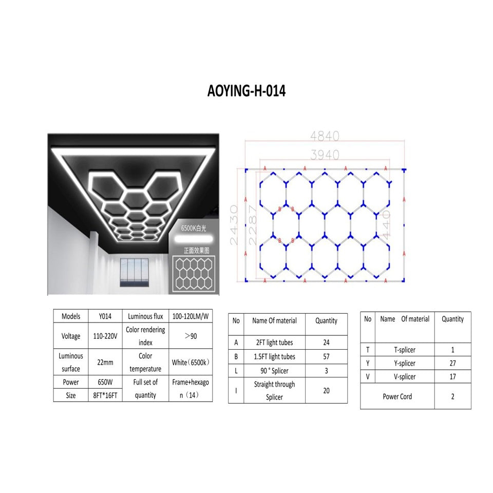 LED Hexagon Ultrabright 6500k LED Hex Lights - 14 Hex Grid System