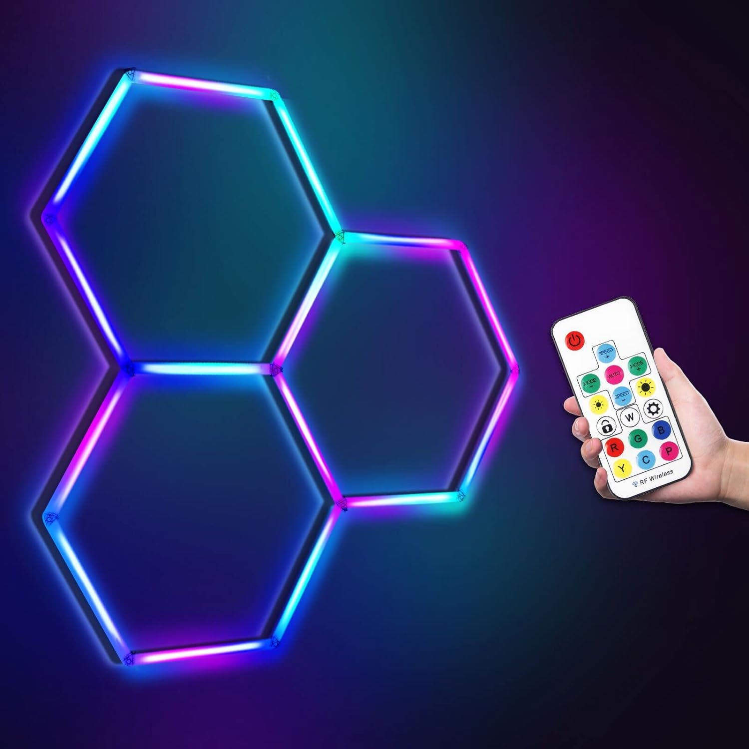 RGB LED Hexagon Ultrabright LED Multicolour Hex Lights - Three Hex Grids