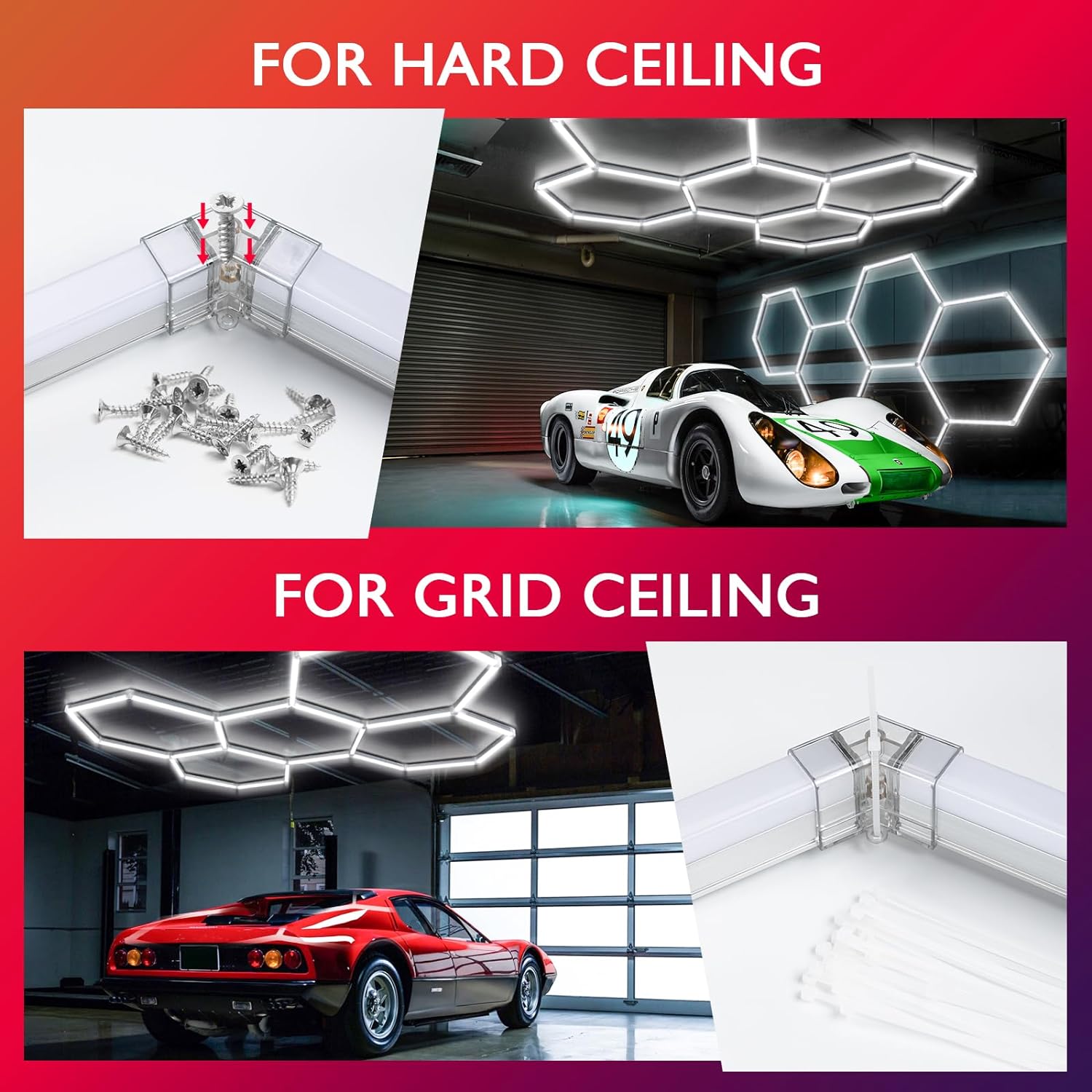 LED Hexagon Ultrabright 6500k LED Hex Lights - 5 Hex Grid System