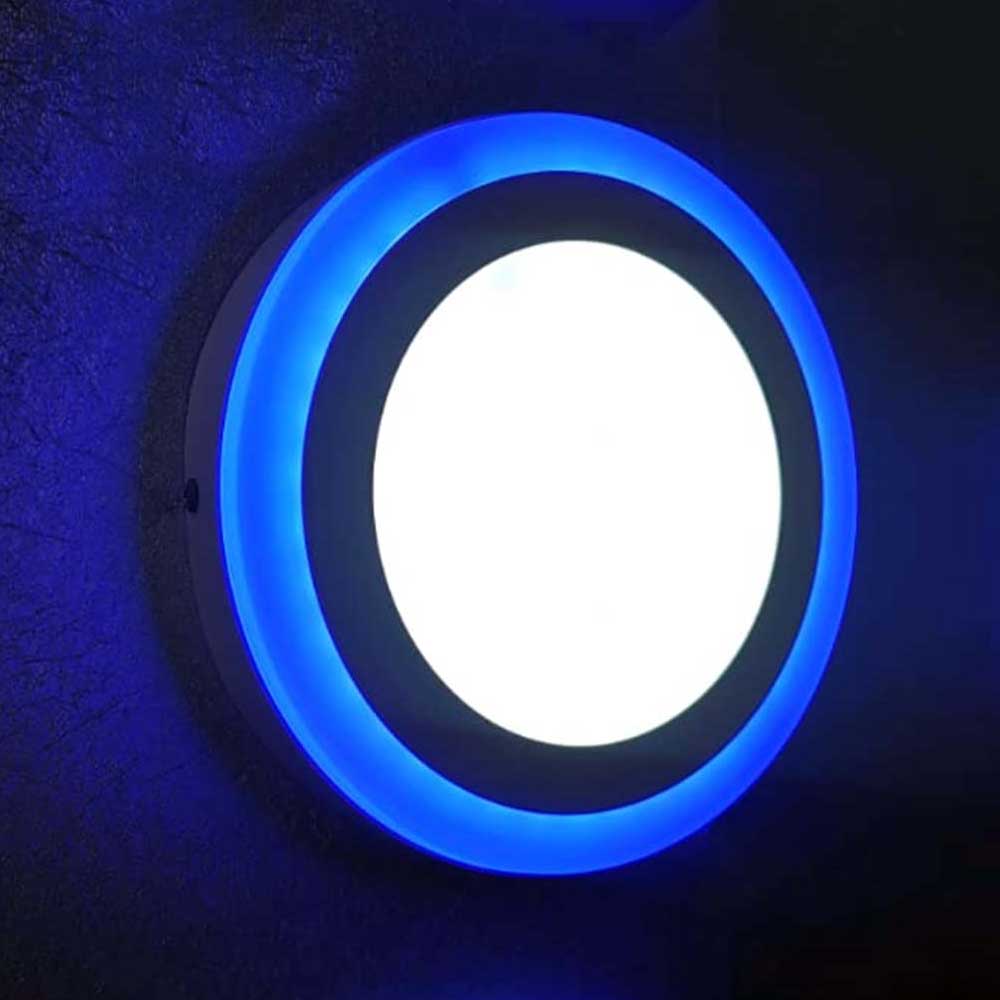 LED RECESSED DOUBLE COLORED PANEL LIGHTS ROUND 18+6W BLUE AND WHITE