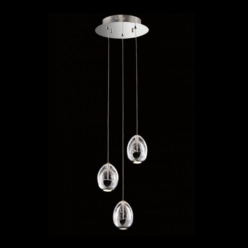 Terrene 3Lt Spiral Pendant Chrome Dimmable