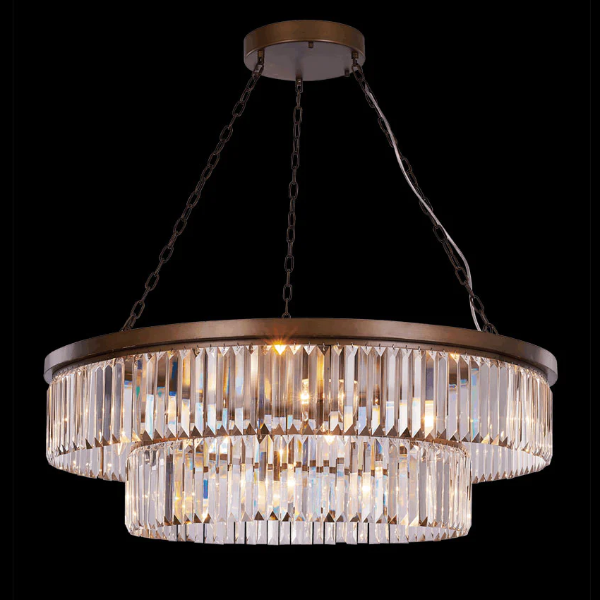 Crystalline Large Round Pendant Antique Bronze