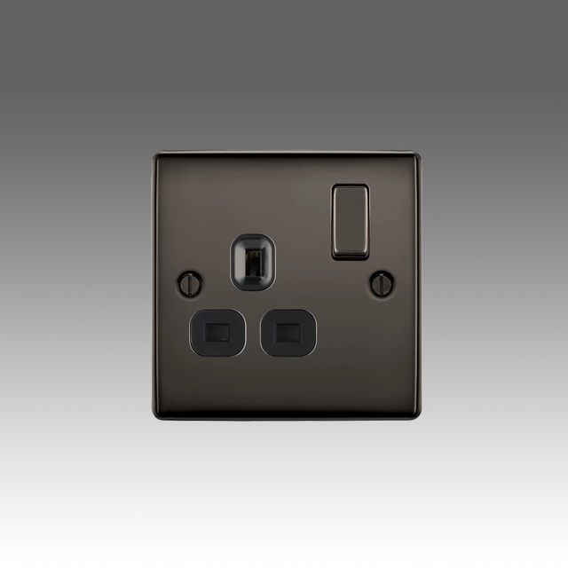 BG Nexus Metal Black Nickel, 13A Single Switched Socket