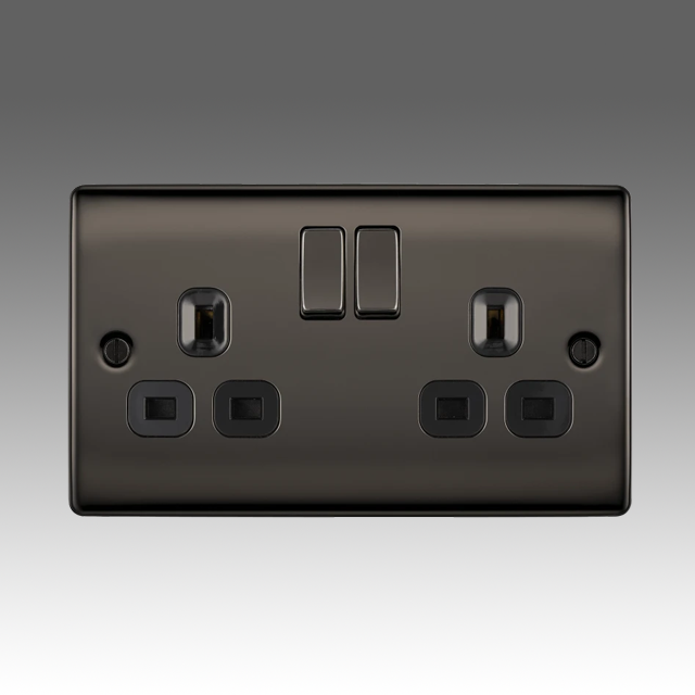 BG Nexus Metal Black Nickel, 13A Double Switched Socket