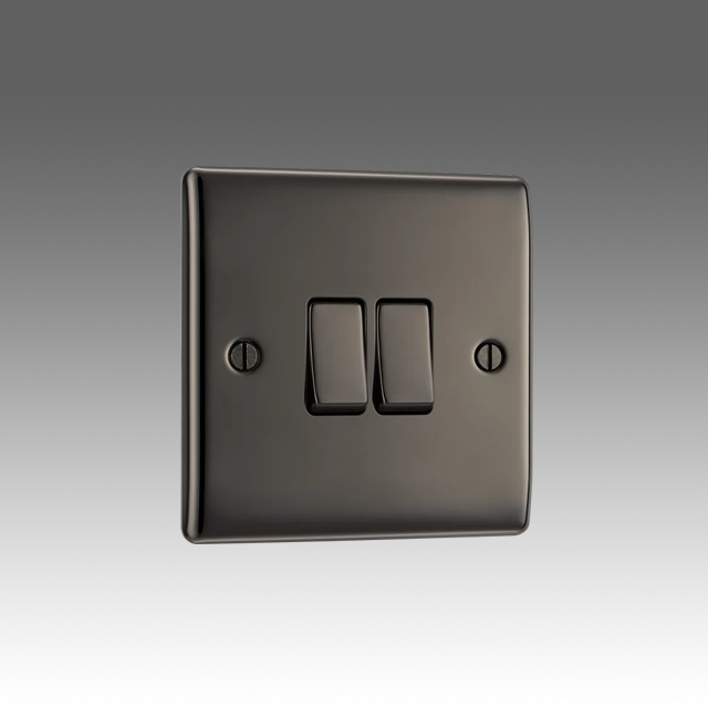 BG Nexus Metal Black Nickel, 20A 16AX Double Switch, 2 Way