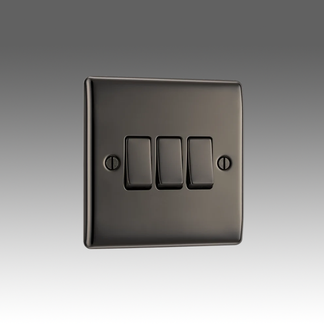 BG Nexus Metal Black Nickel, 20A 16AX Triple Switch, 2 Way