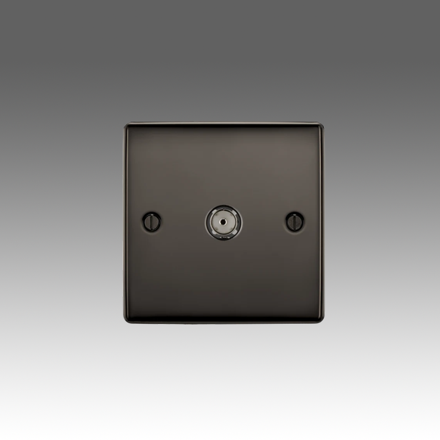 BG Nexus Metal Black Nickel, Single Co-Ax Aerial Socket for TV or FM