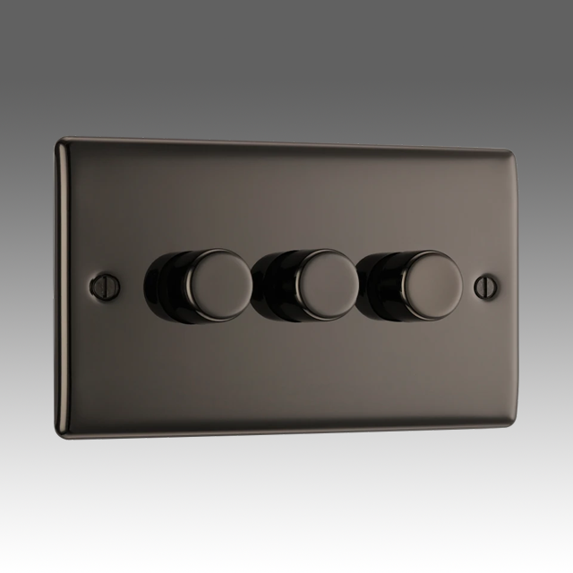 BG Nexus Metal, Black Nickel, Triple Dimmer Switch, 2 Way, Trailing Edge 200W