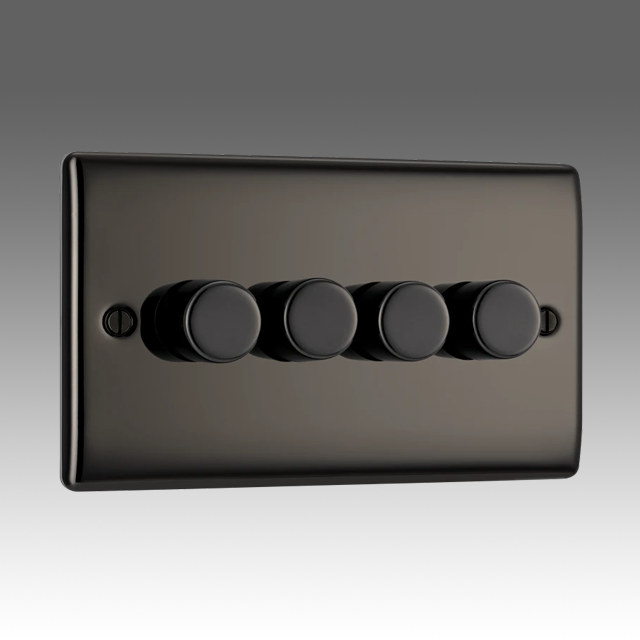 BG Nexus Metal, Black Nickel, Quadruple Dimmer Switch, 2 Way, Trailing Edge 200W