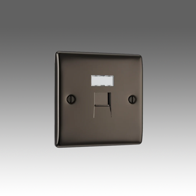 BG Nexus Metal Black Nickel, Single RJ45 Telephone Socket, IDC Type