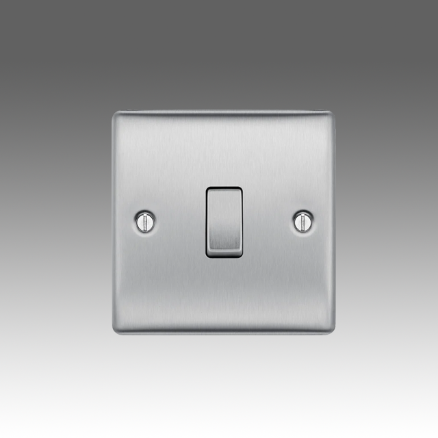 BG Nexus Metal Brushed Steel, 20A 16AX Single Switch, 2 Way