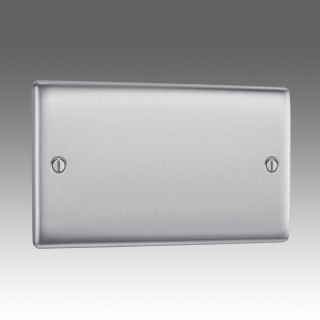 BG Nexus Metal, Brushed Steel, Double Blank Plate