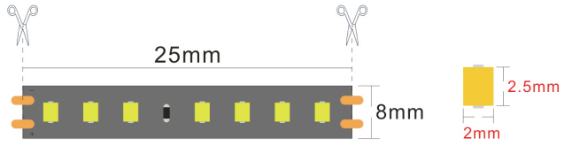SMD-IP68-DC24V-16W/m-2835-8mm-240L-Ra>90