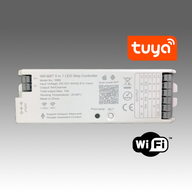5IN1 LED Strip Controller (Single Color / CCT / RGB / RGBW / RGBCCT) (WiFi)