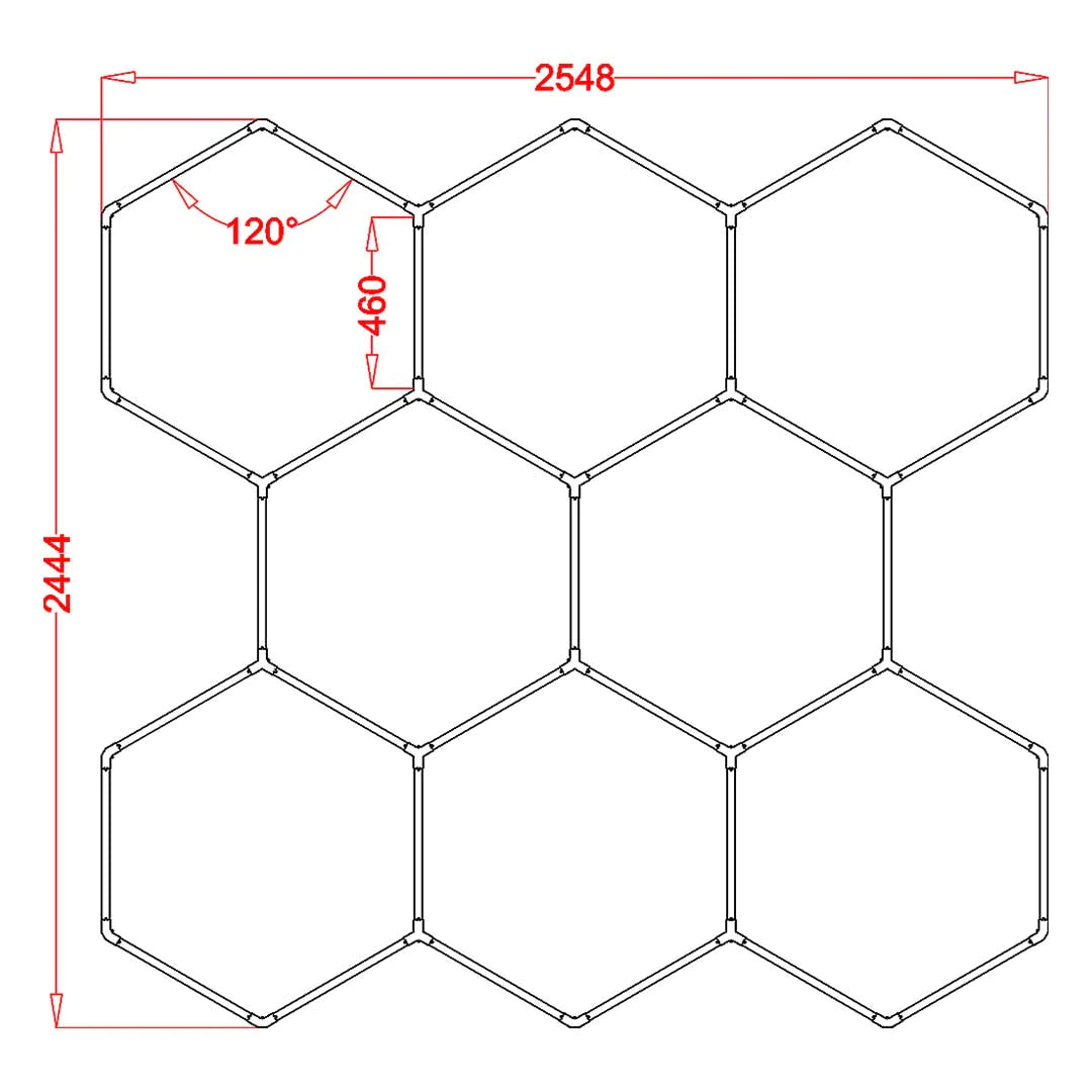 RGB LED Hexagon Ultrabright LED Multicolour Hex Lights - Eight Hex Grids