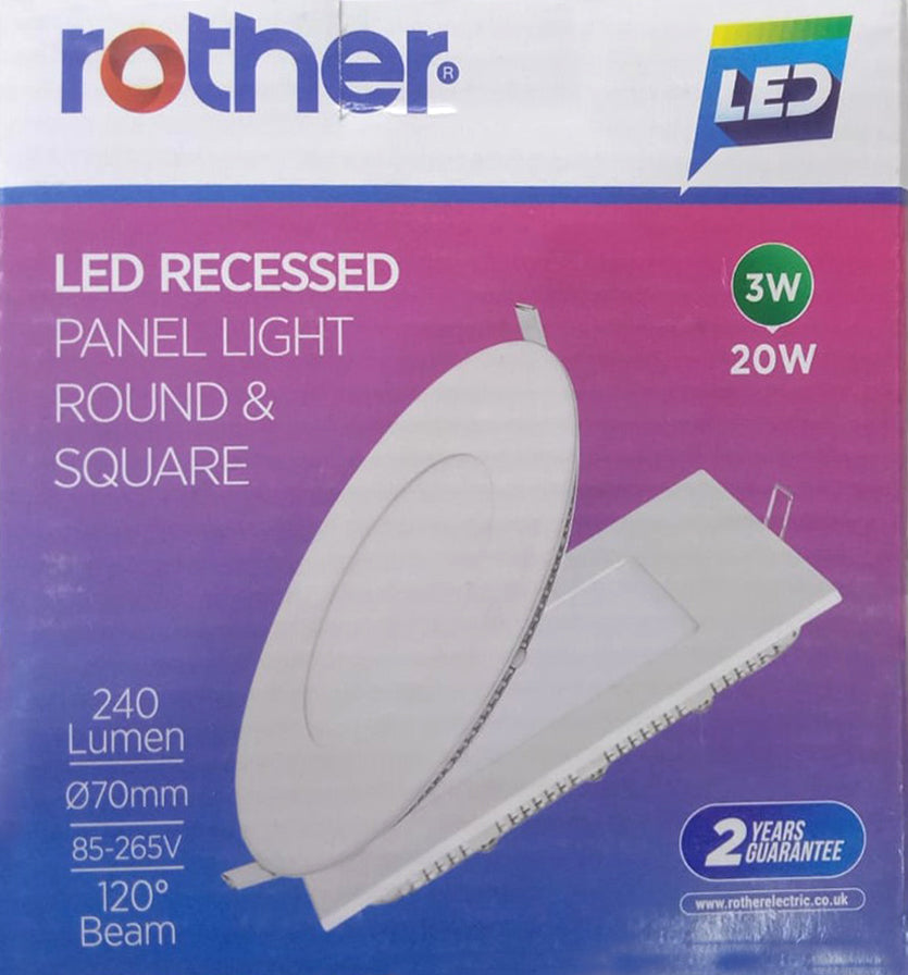 LED RECESSED PANEL LIGHT ROUND 3W ROTHER