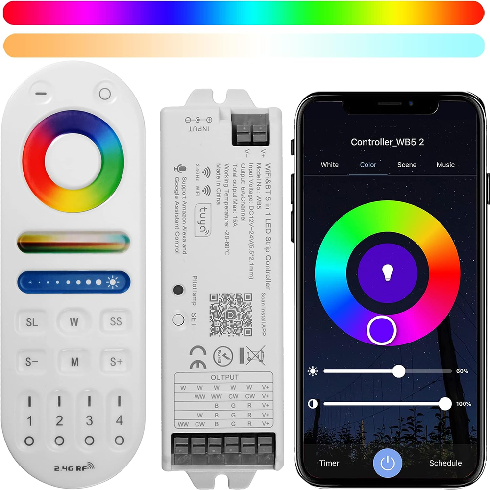 5IN1 LED Strip Controller (Single Color / CCT / RGB / RGBW / RGBCCT) (WiFi)