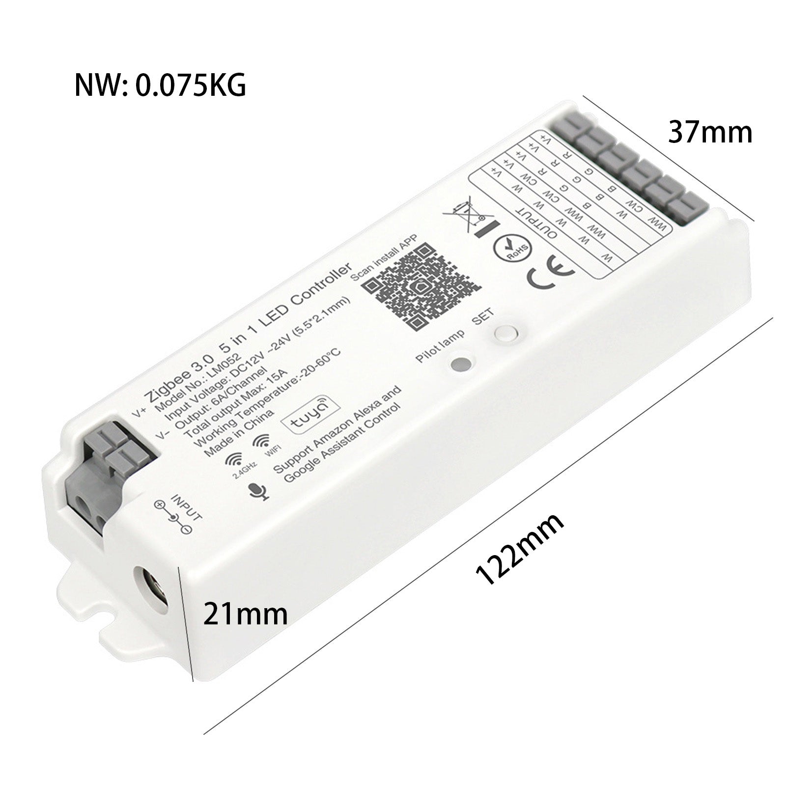 5IN1 LED Strip Controller (Single Color / CCT / RGB / RGBW / RGBCCT) (WiFi)