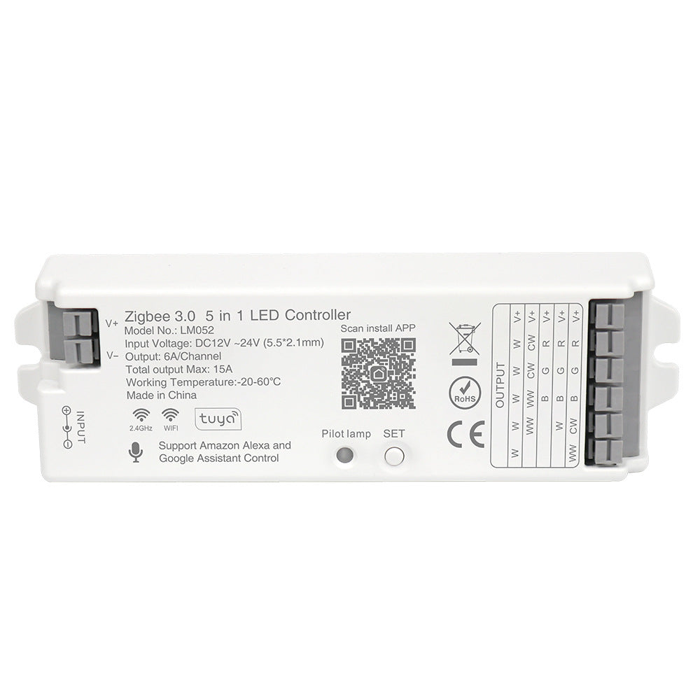 5in1 WB5 2.4GHz WiFi  LED Controller and Remoter Compatible with Alexa Google Home Smart Life Tuya Smart APP Control For Dimming CCT RGB RGBW RGBCCT LED Strip Work