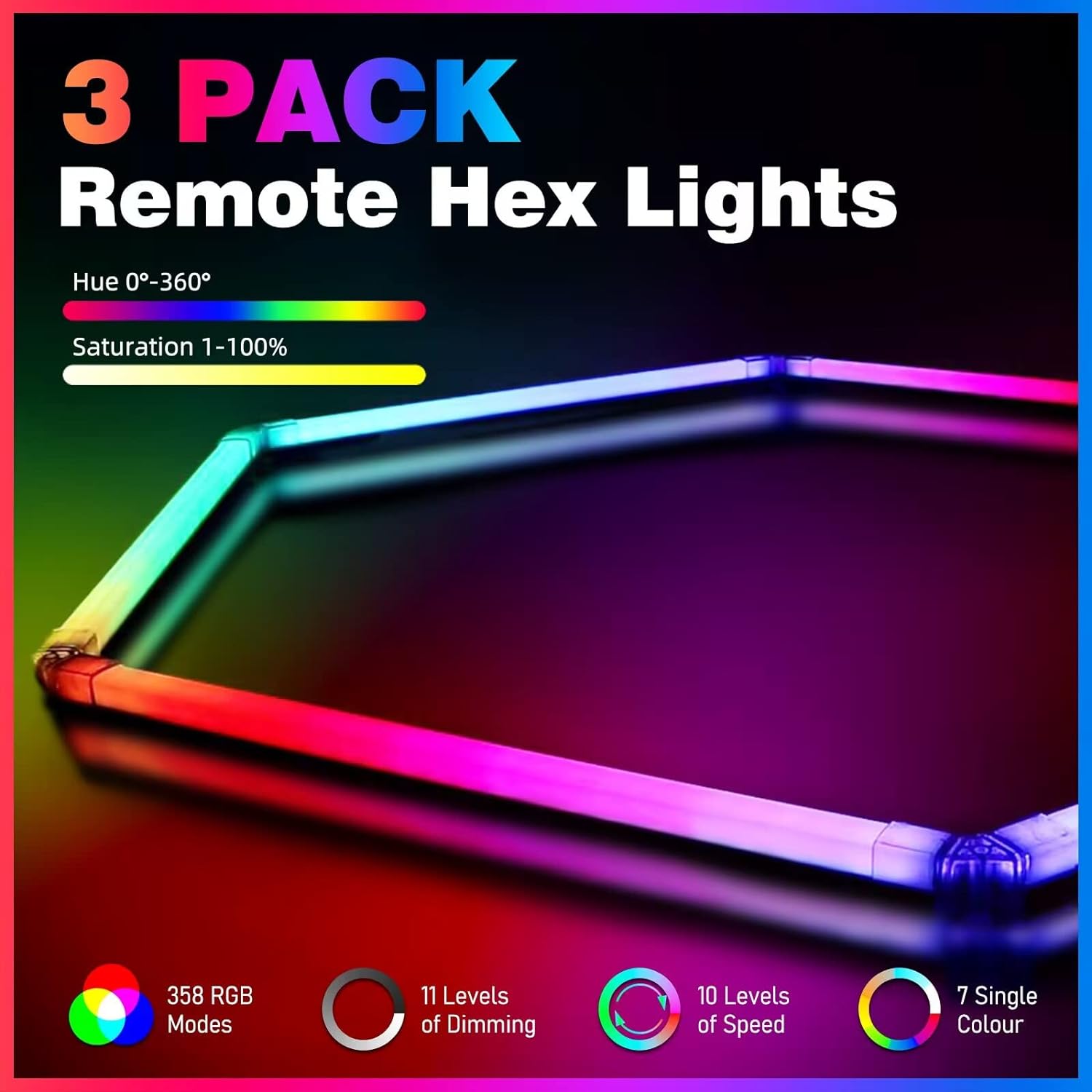 RGB LED Hexagon Ultrabright LED Multicolour Hex Lights - Three Hex Grids