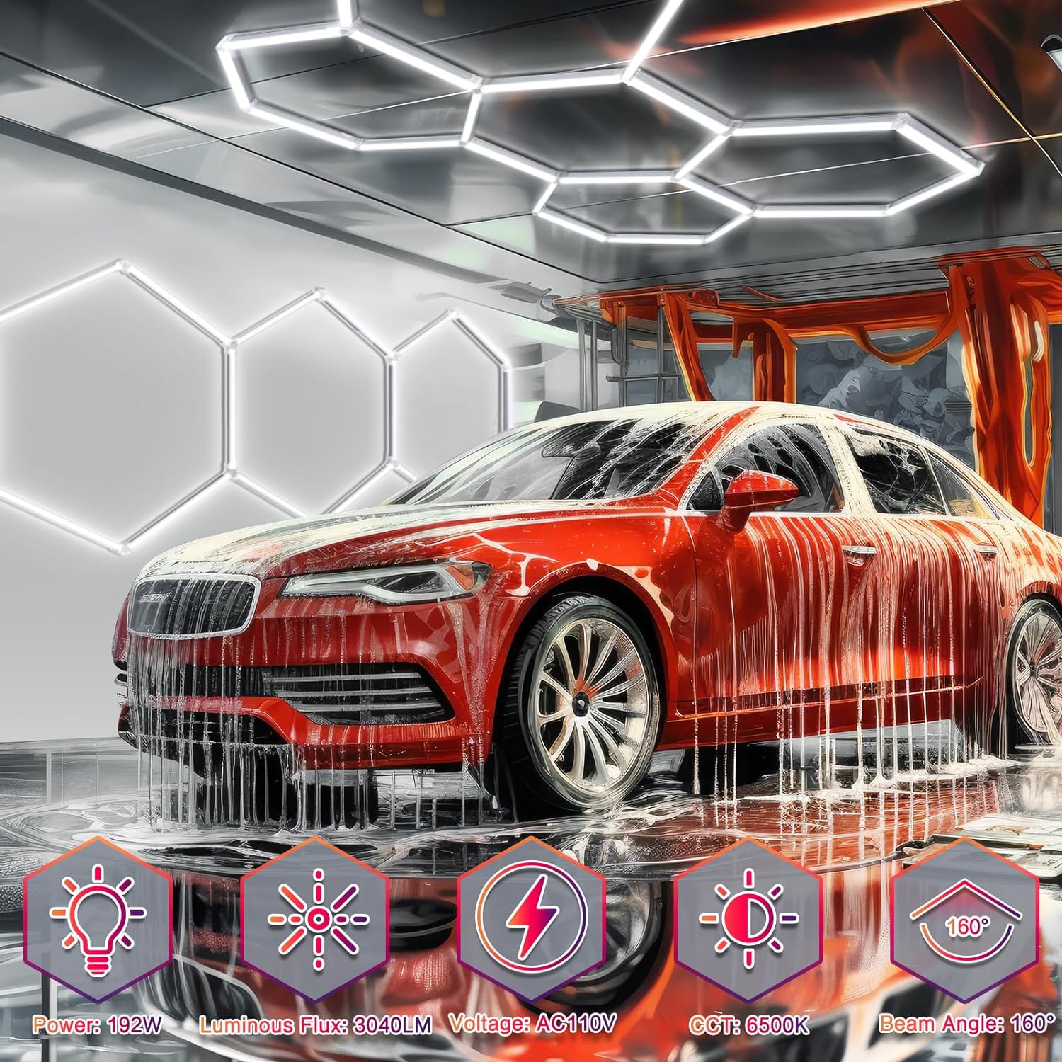 LED Hexagon Ultrabright 6500k LED Hex Lights - 5 Hex Grid System